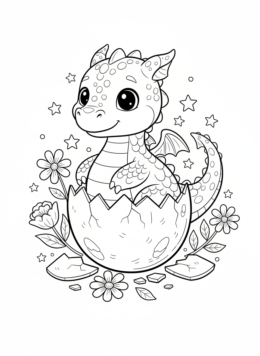 Adorable Baby Dragon Hatching: A Magical Coloring Adventure for Kids