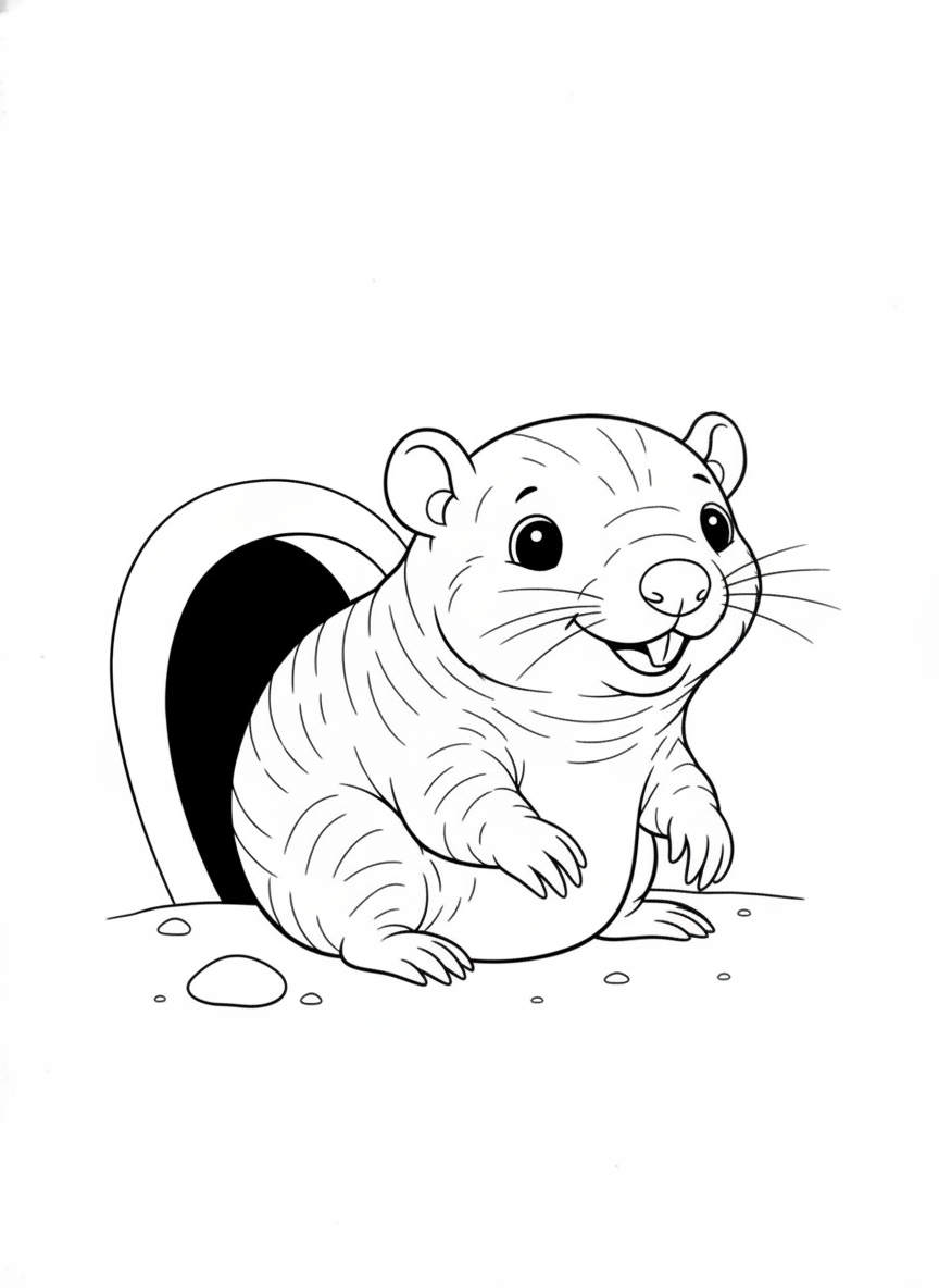 Adorable Baby Naked Mole-Rat Coloring Page