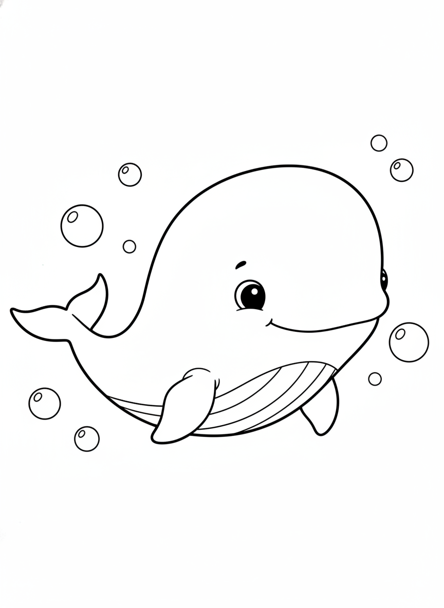 Adorable Baby Sperm Whale Coloring Page for Kids
