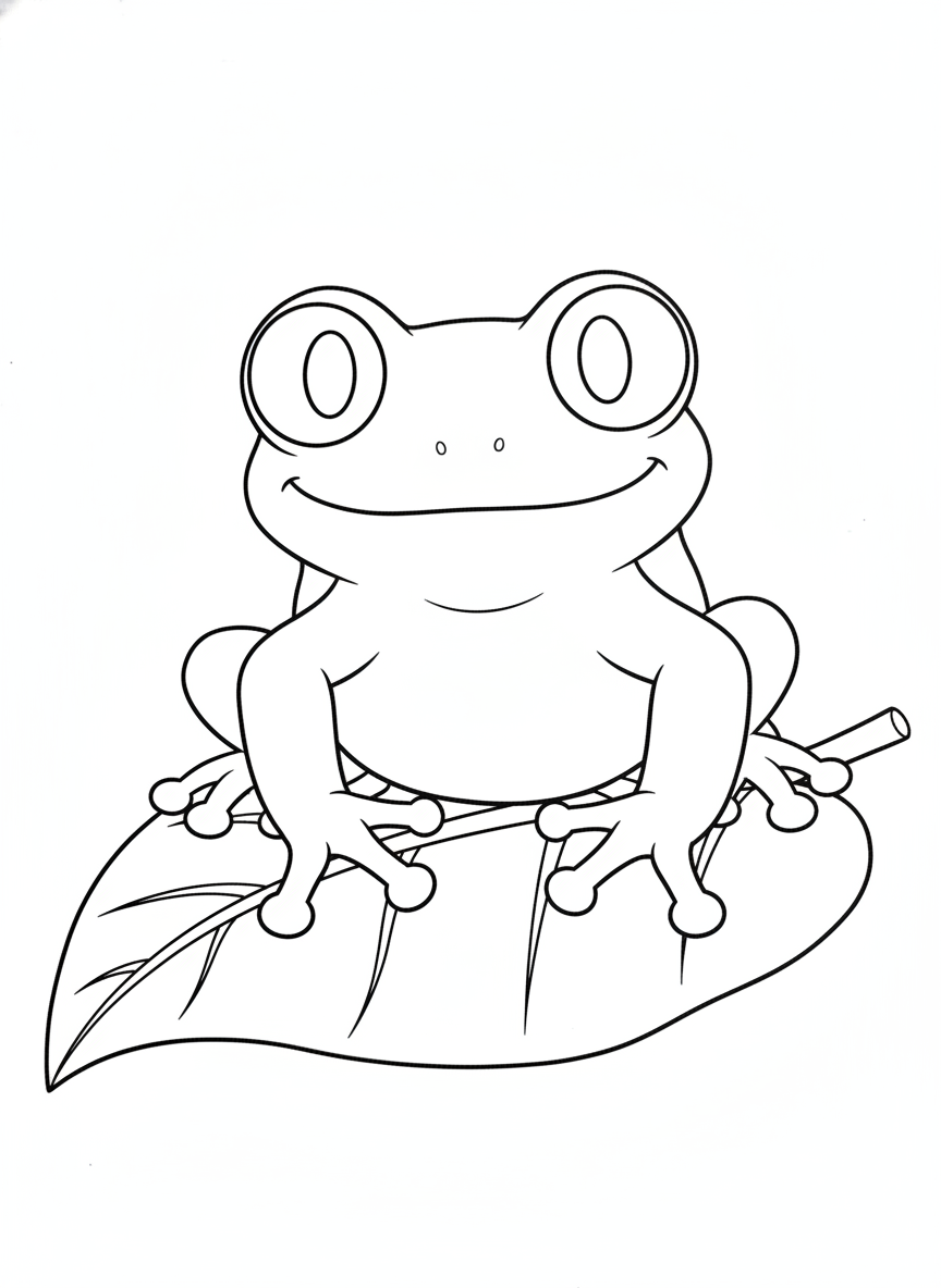 Adorable Red-Eyed Tree Frog Coloring Page for Kids