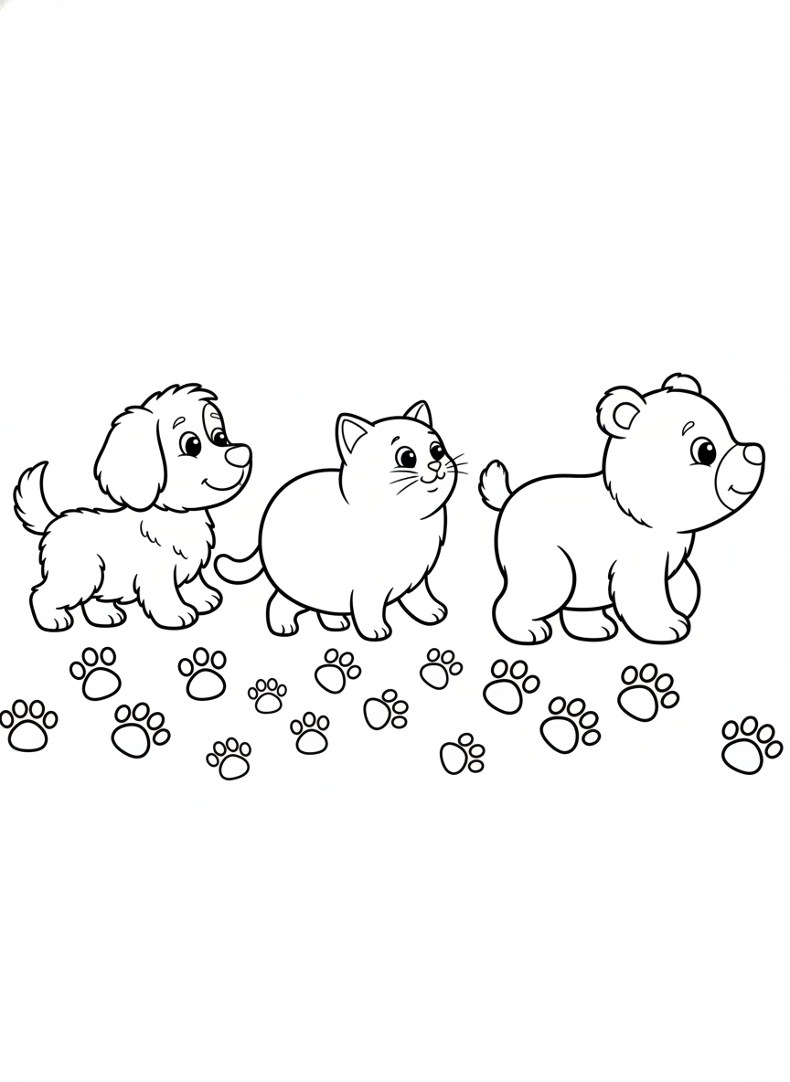 動物腳印遊行著色頁