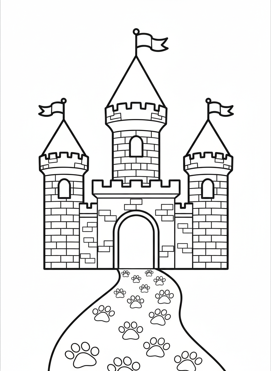 Castle Guard Paw Prints Coloring Page