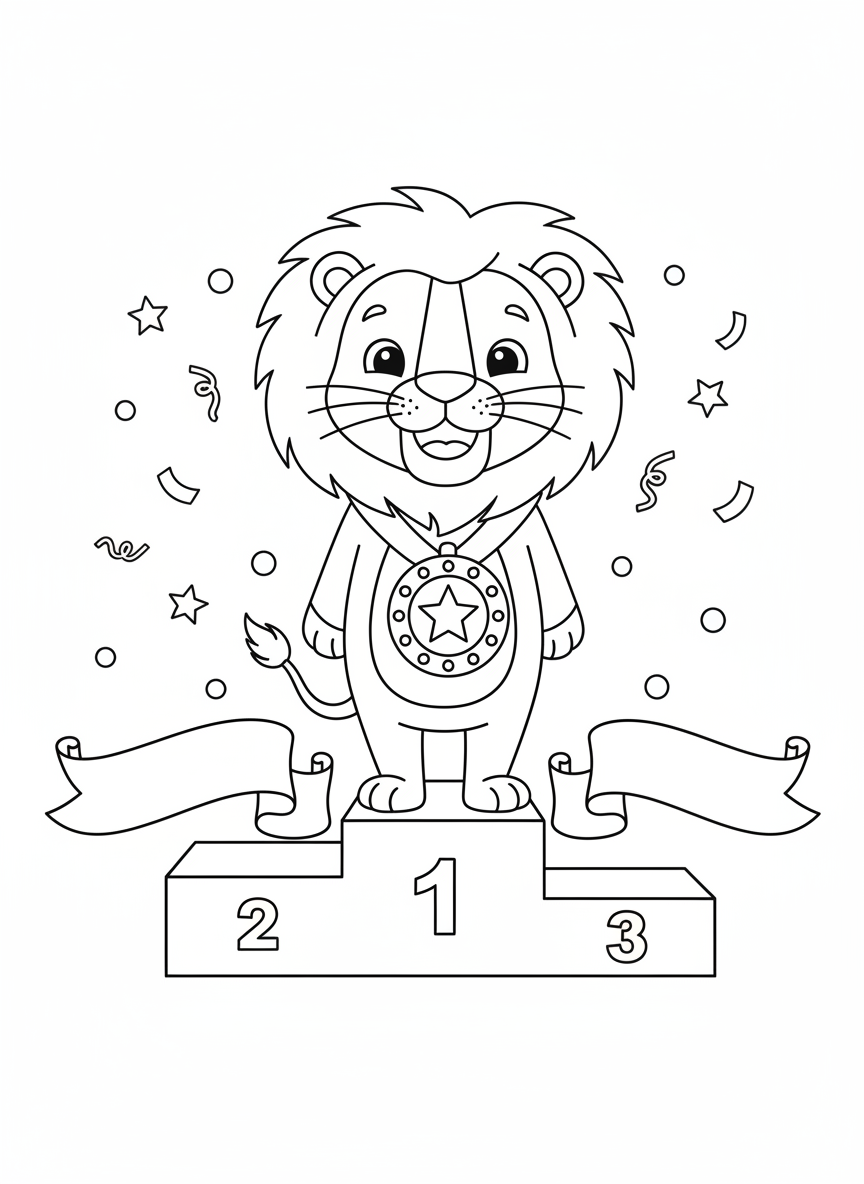 Champion Lion Coloring Page