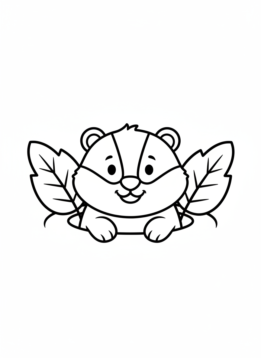 Chubby Badger Peeking Out Coloring Page