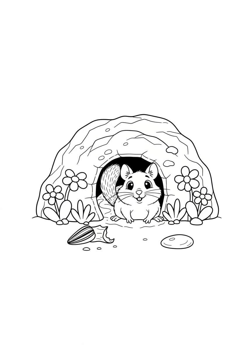 Cozy Degu Home Coloring Page for Kids
