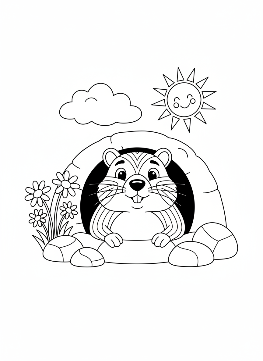 Cozy Marmot Burrow Coloring Page