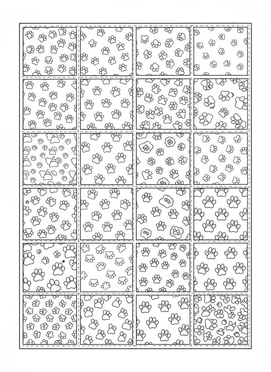 Cozy Paw Print Quilt Coloring Page