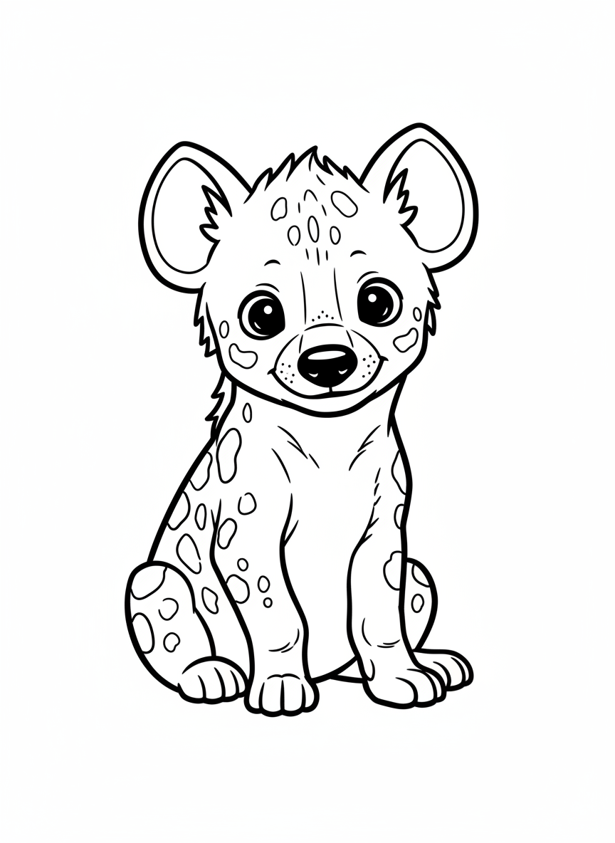 Curious Baby Hyena Coloring Page