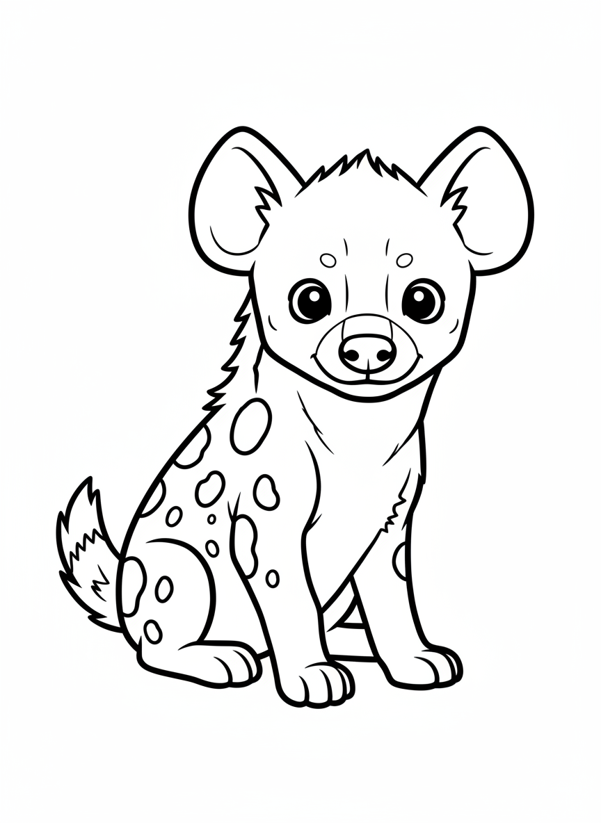 Curious Hyena Cub Coloring Page