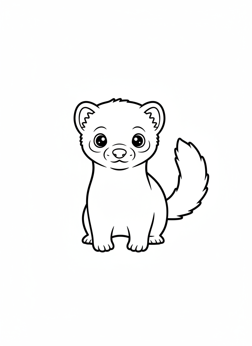 Cute Albino Ferret Coloring Page for Kids