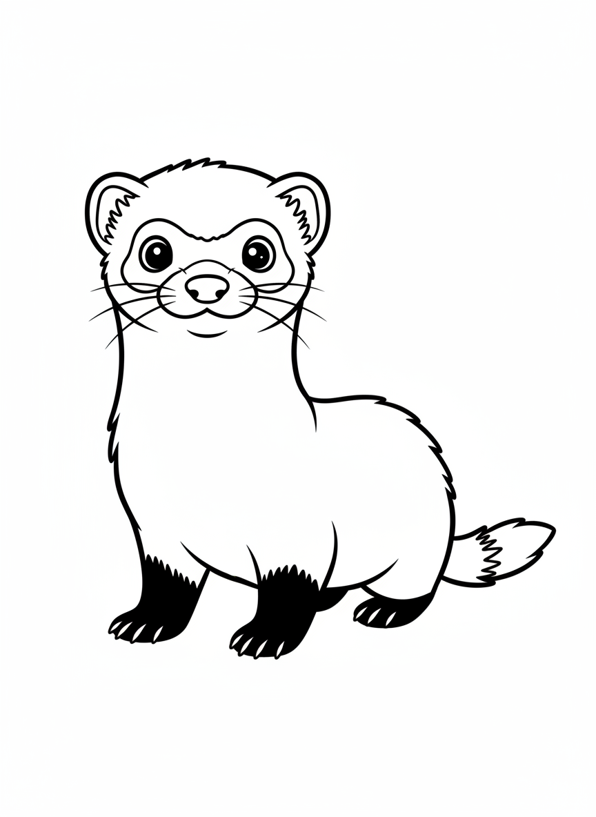 Cute American Black-Footed Ferret Coloring Page