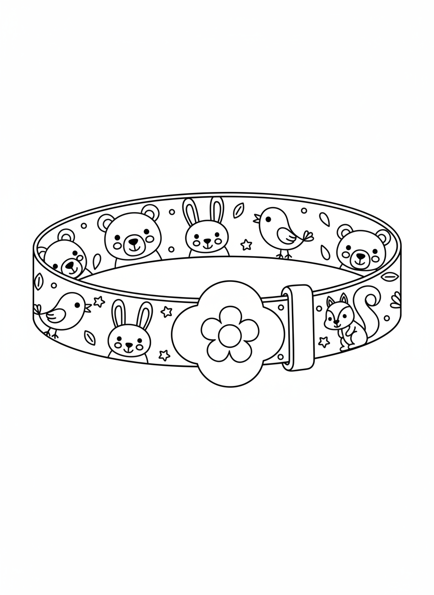 Cute Animal Pattern Belt Coloring Page for Kids