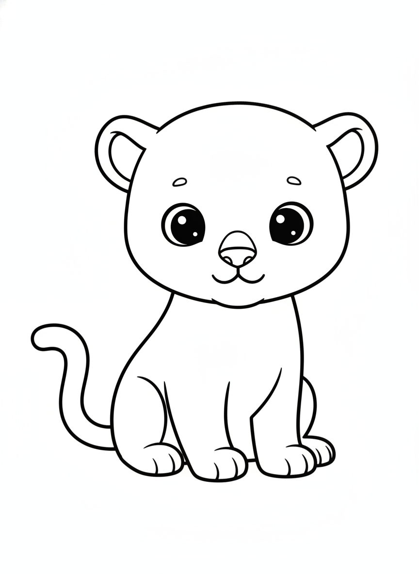 Cute Baby Black Panther Coloring Page for Kids