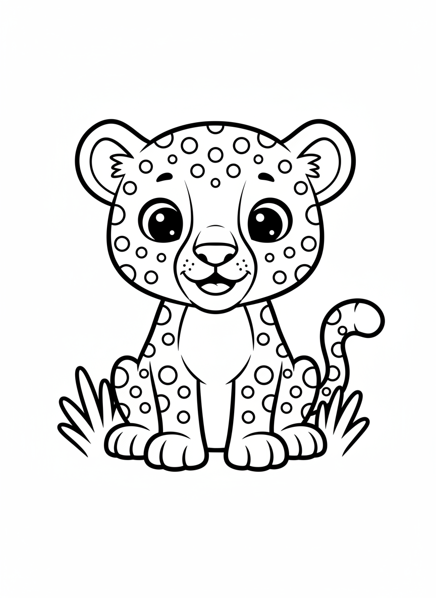 Cute Baby Cheetah Coloring Page for Kids