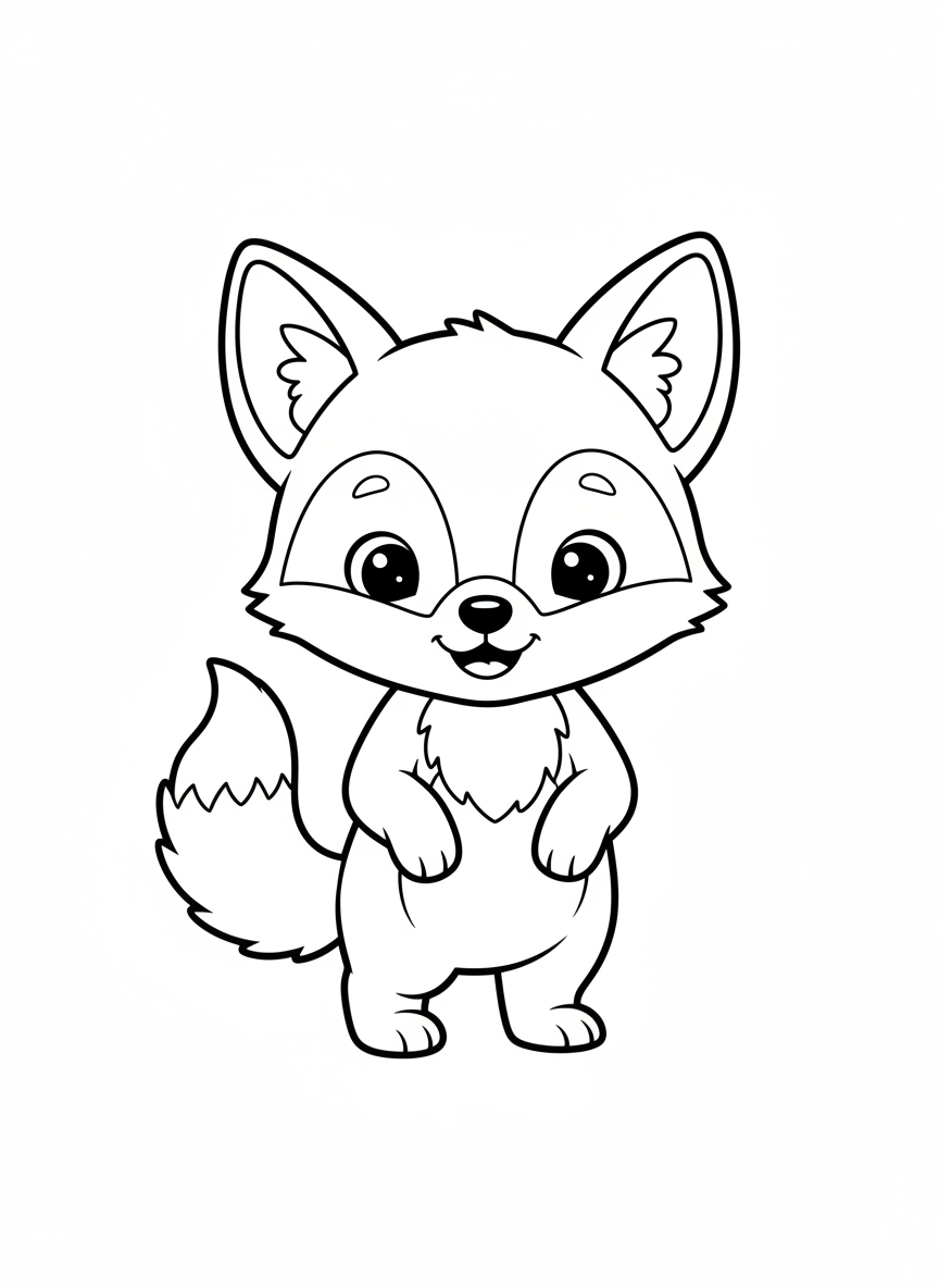 Cute Baby Coyote Coloring Page for Kids