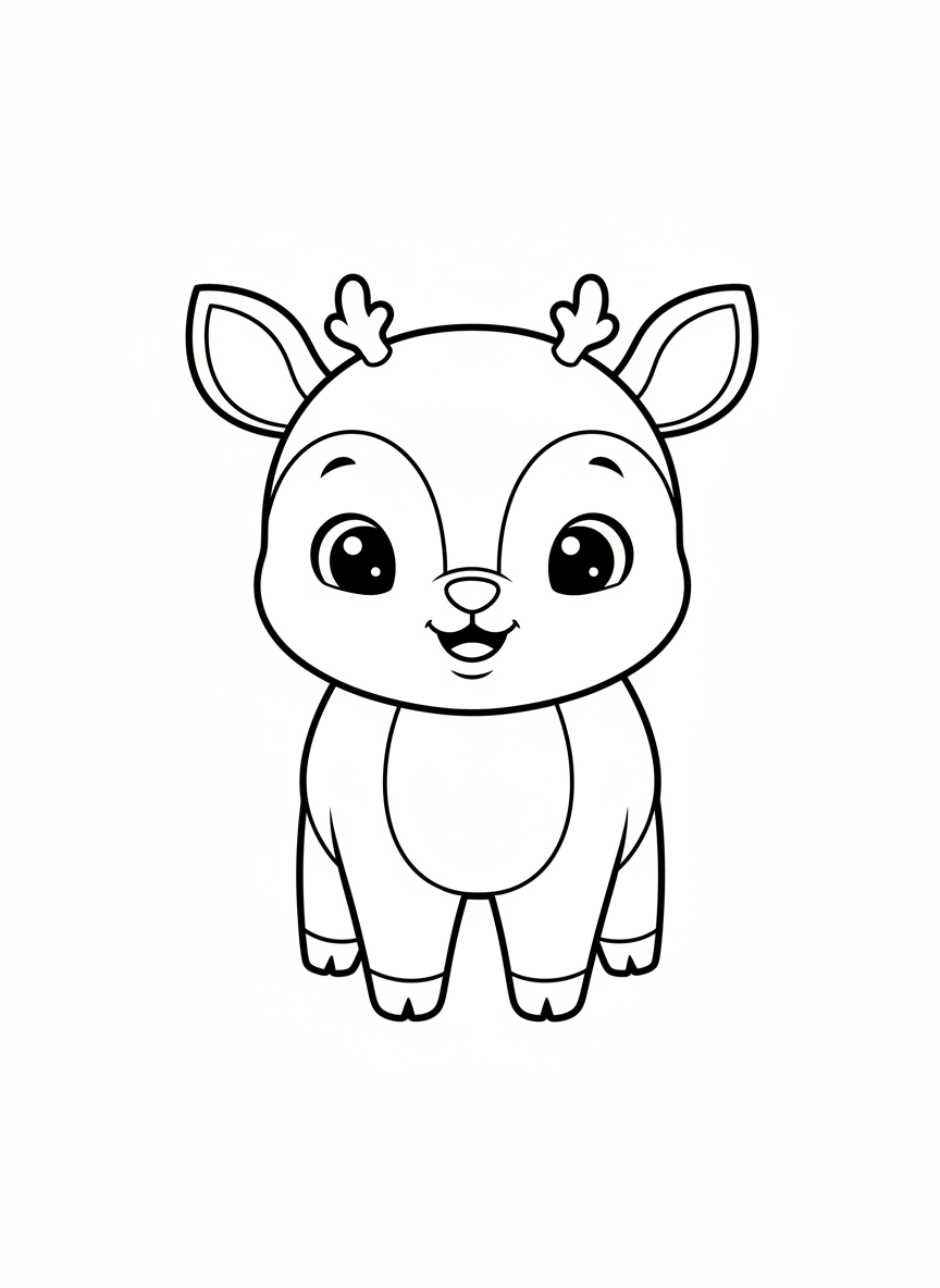 Cute Baby Deer Coloring Page for Kids