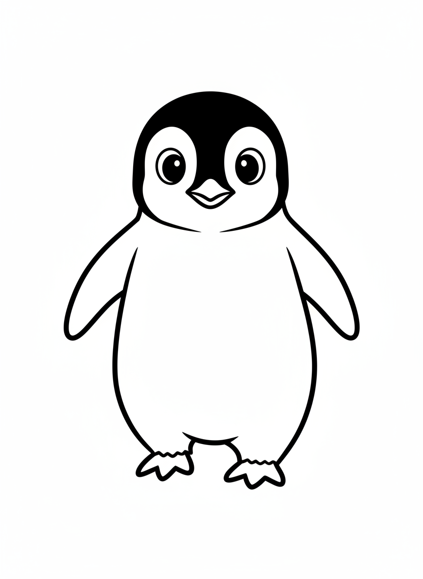 Cute Baby Emperor Penguin Coloring Page for Kids