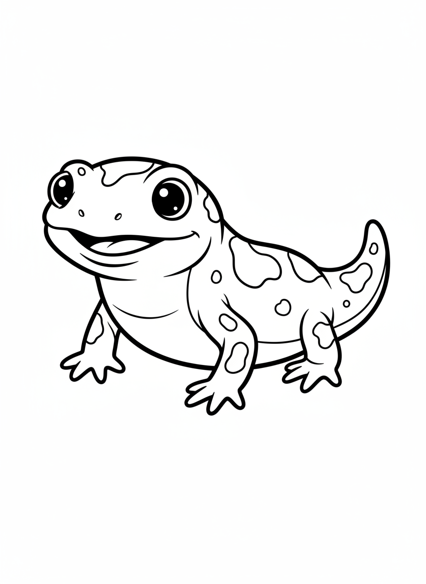 Cute Baby Fire Salamander Coloring Page