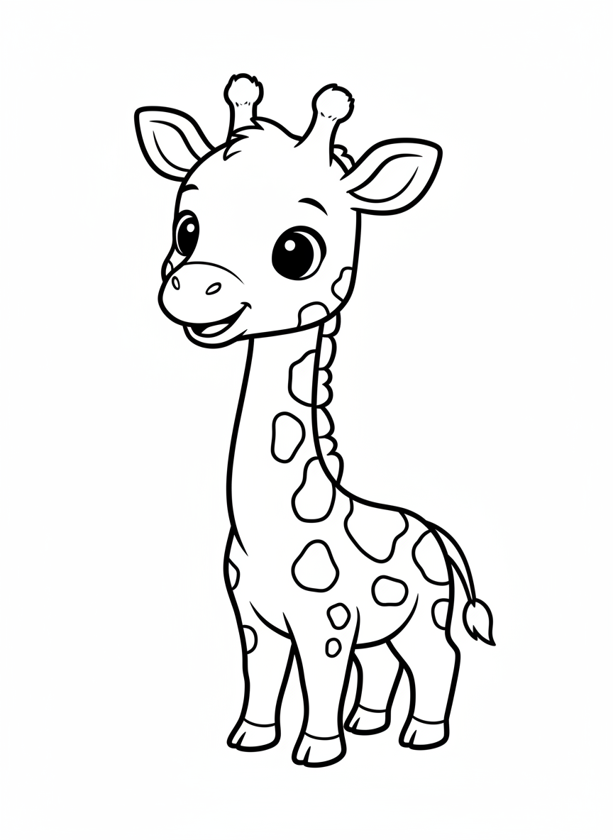 Cute Baby Giraffe Coloring Page for Kids