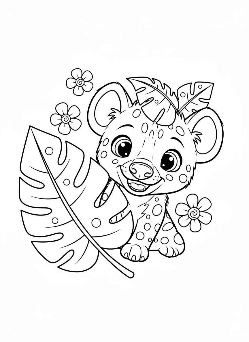 Cute Baby Hyena Cub Coloring Page