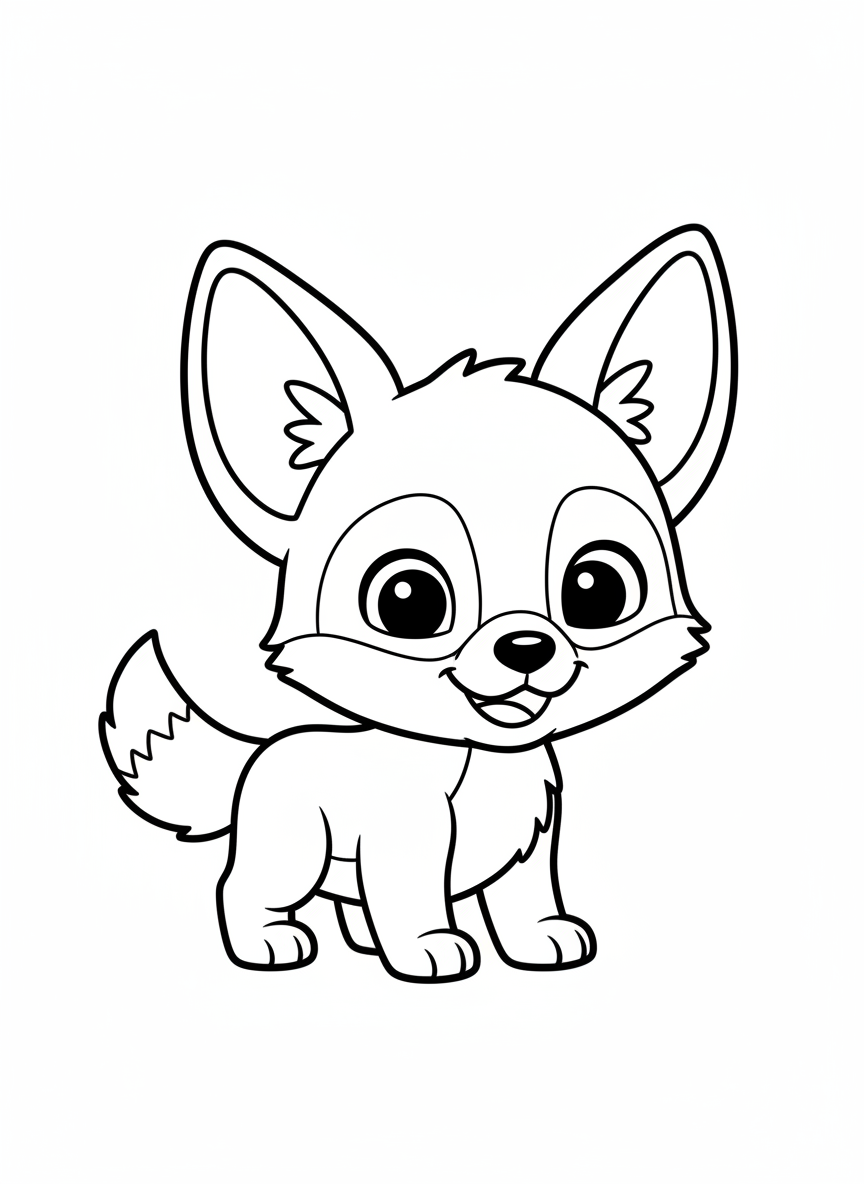 Cute Baby Jackal Cub Coloring Page