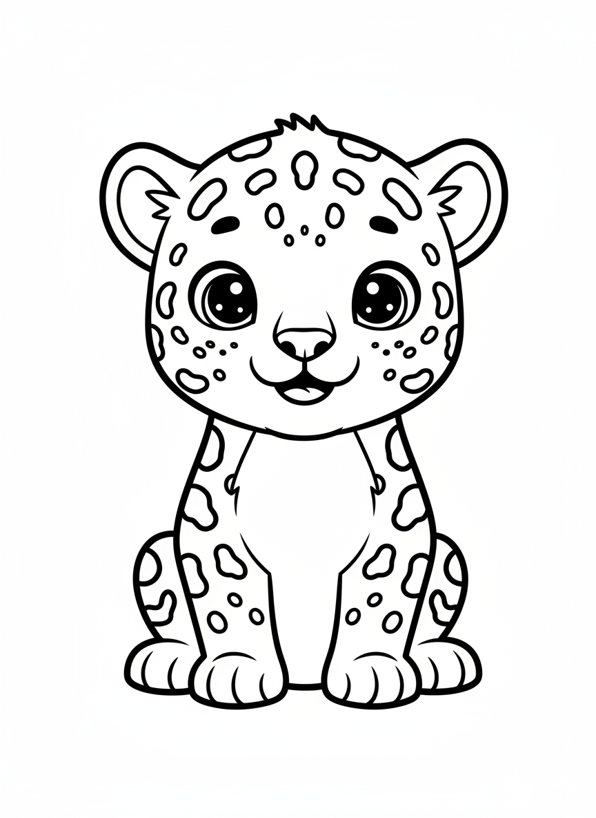 Cute Baby Jaguar Cub Coloring Page