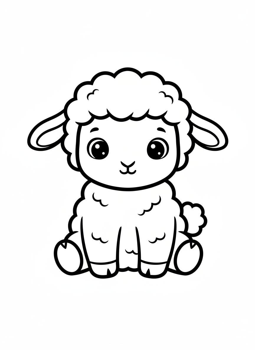 Cute Baby Lamb Coloring Page for Kids