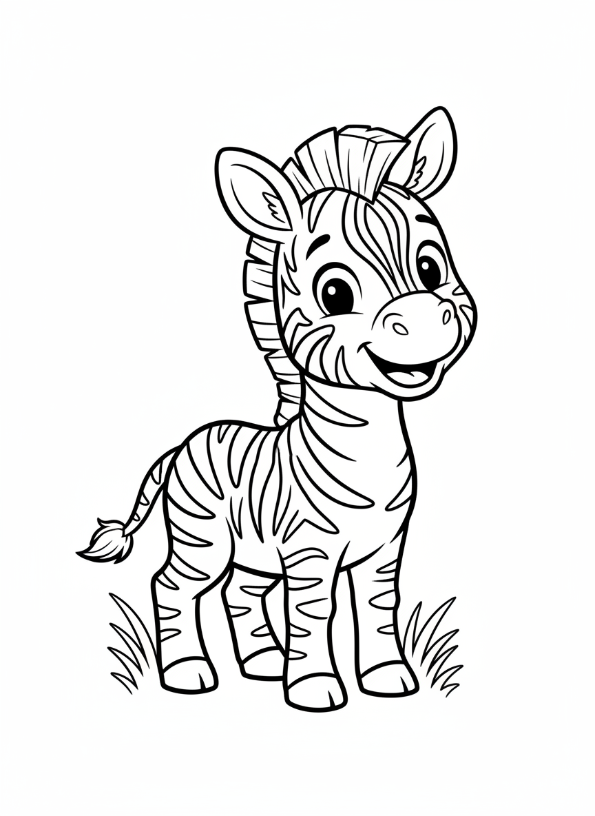 Cute Baby Zebra Coloring Page for Toddlers and Preschoolers