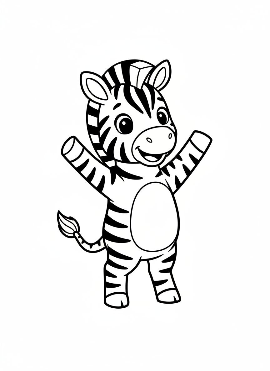 Cute Baby Zebra Playtime Coloring Page