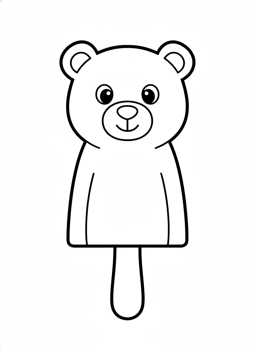 Cute Bear Popsicle Coloring Page: Fun for Kids!
