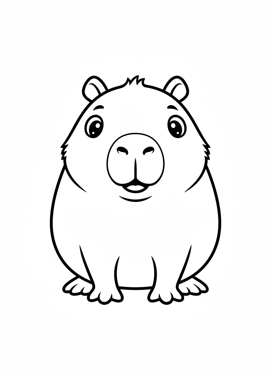 Cute Capybara Coloring Page for Kids