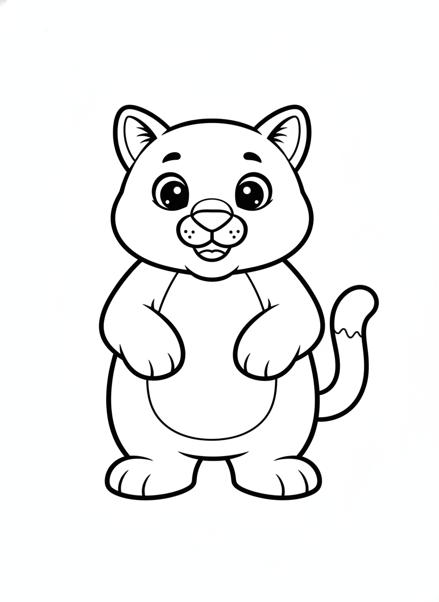 Cute Cartoon Cougar Coloring Page for Kids
