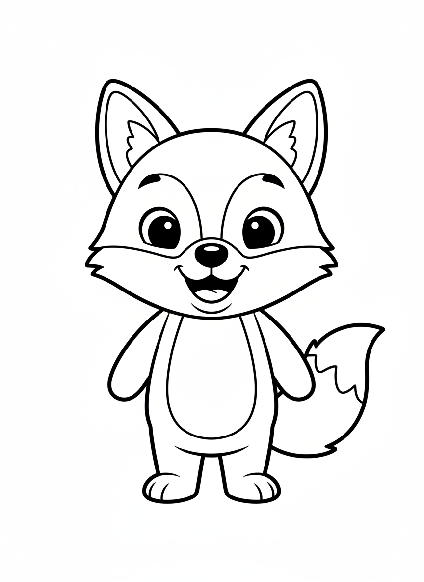 Cute Cartoon Coyote Coloring Page for Kids