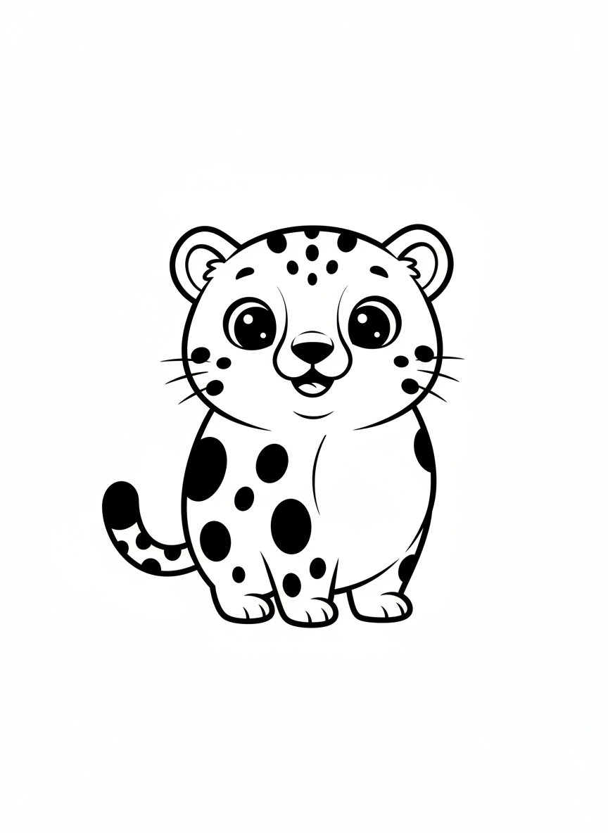 Cute Cheetah Cub Coloring Page for Kids