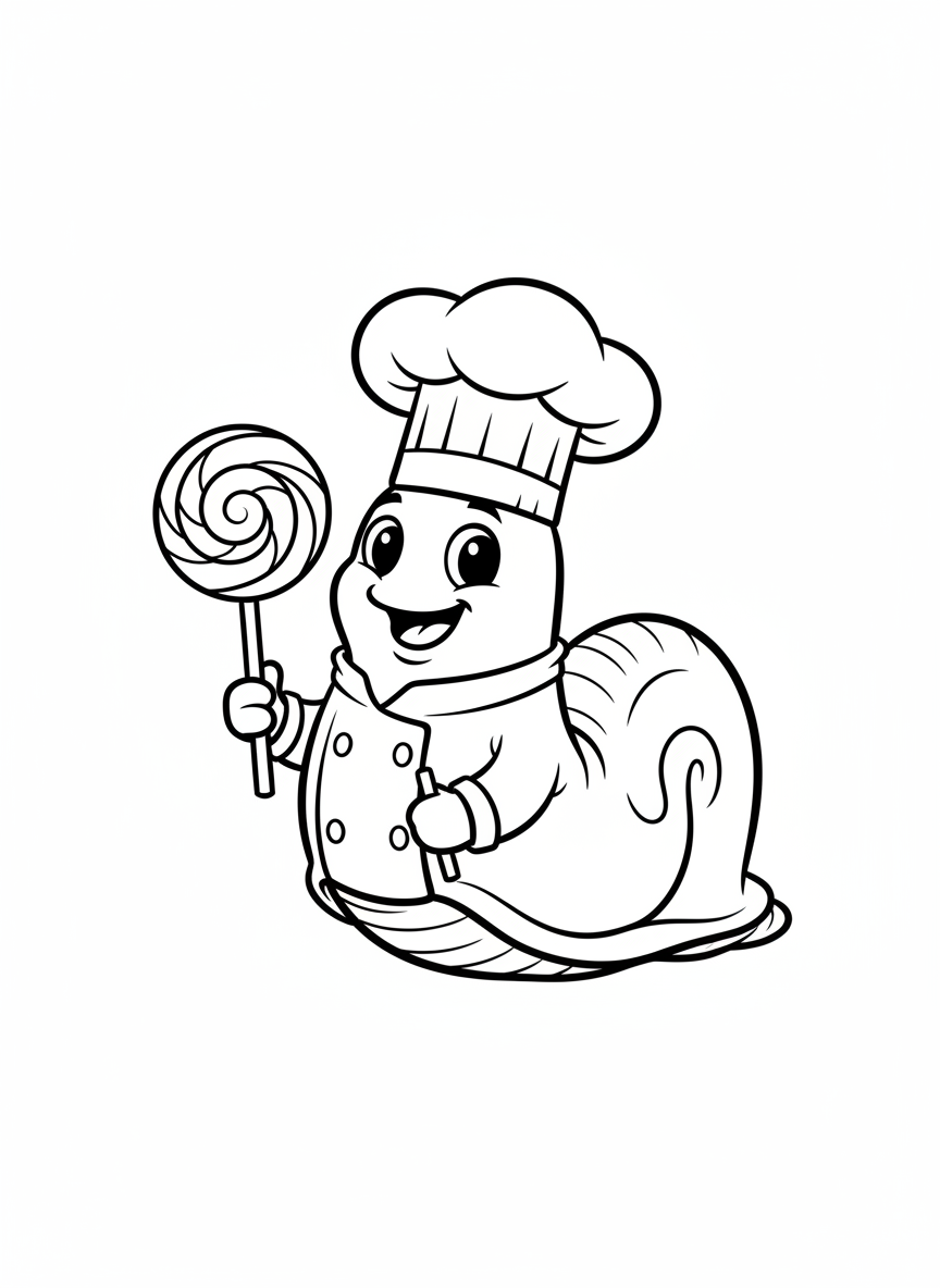 Cute Chef Slug Coloring Page for Kids
