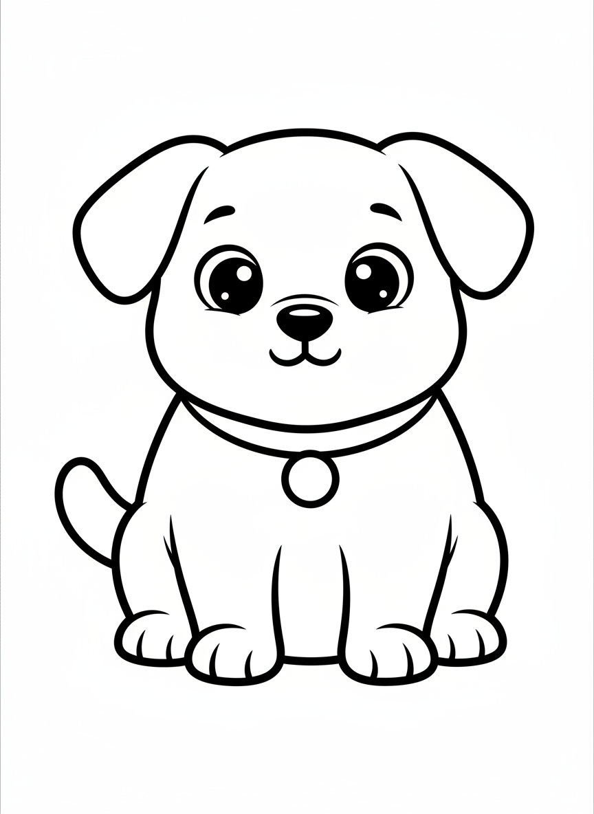 Cute Chubby Puppy Coloring Page for Kids