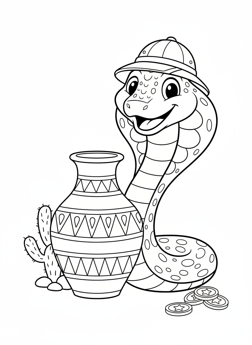 Cute Cobra Explorer Coloring Page
