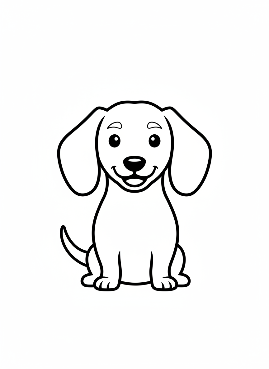 Cute Dachshund Dog Coloring Page for Toddlers and Kids