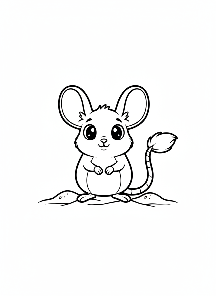 Cute Desert Jerboa Coloring Page for Kids