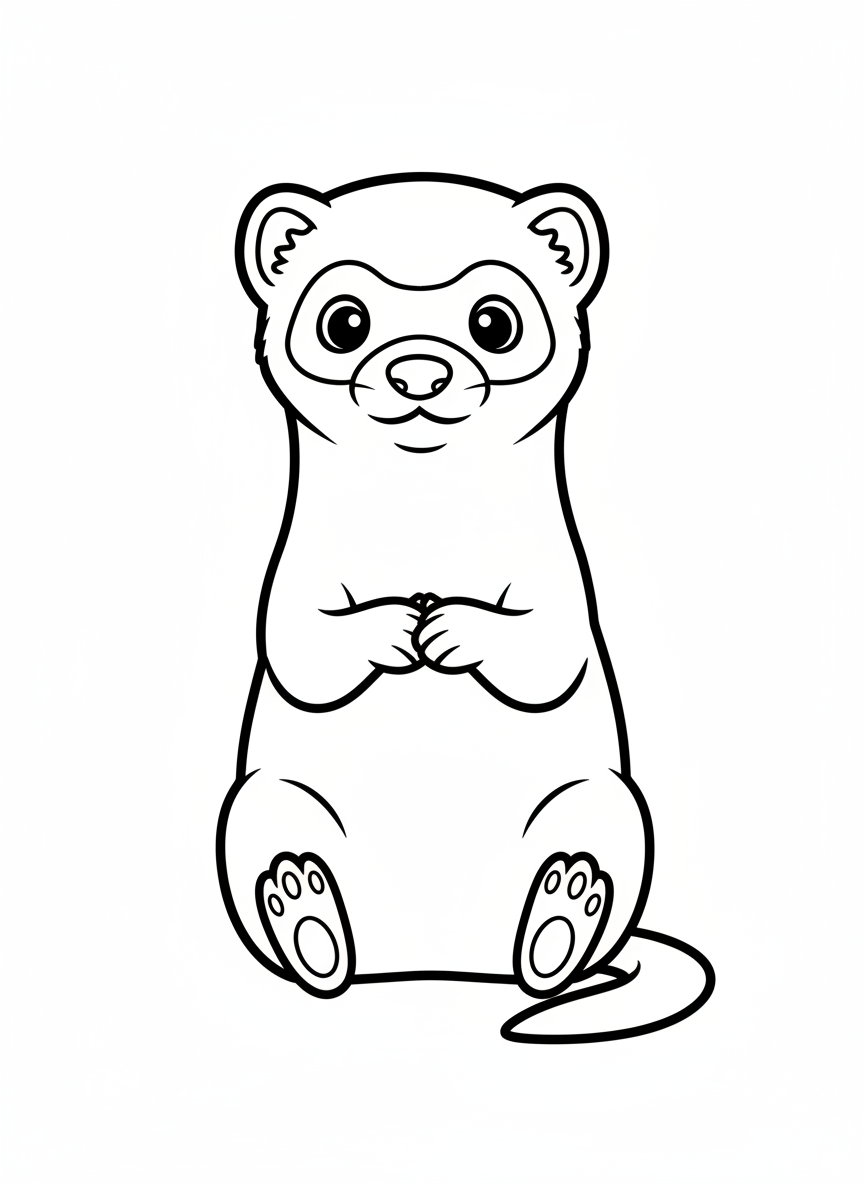 Cute Ferret Coloring Page for Kids