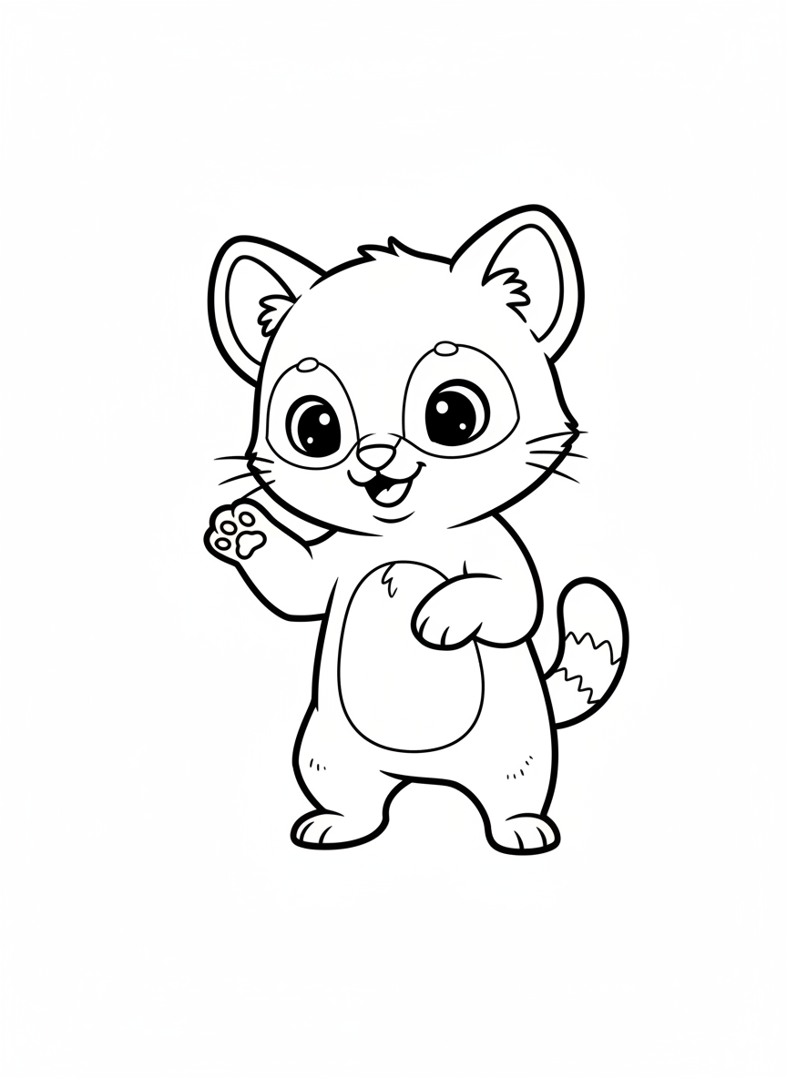 Cute Fossa Cub Coloring Page for Kids