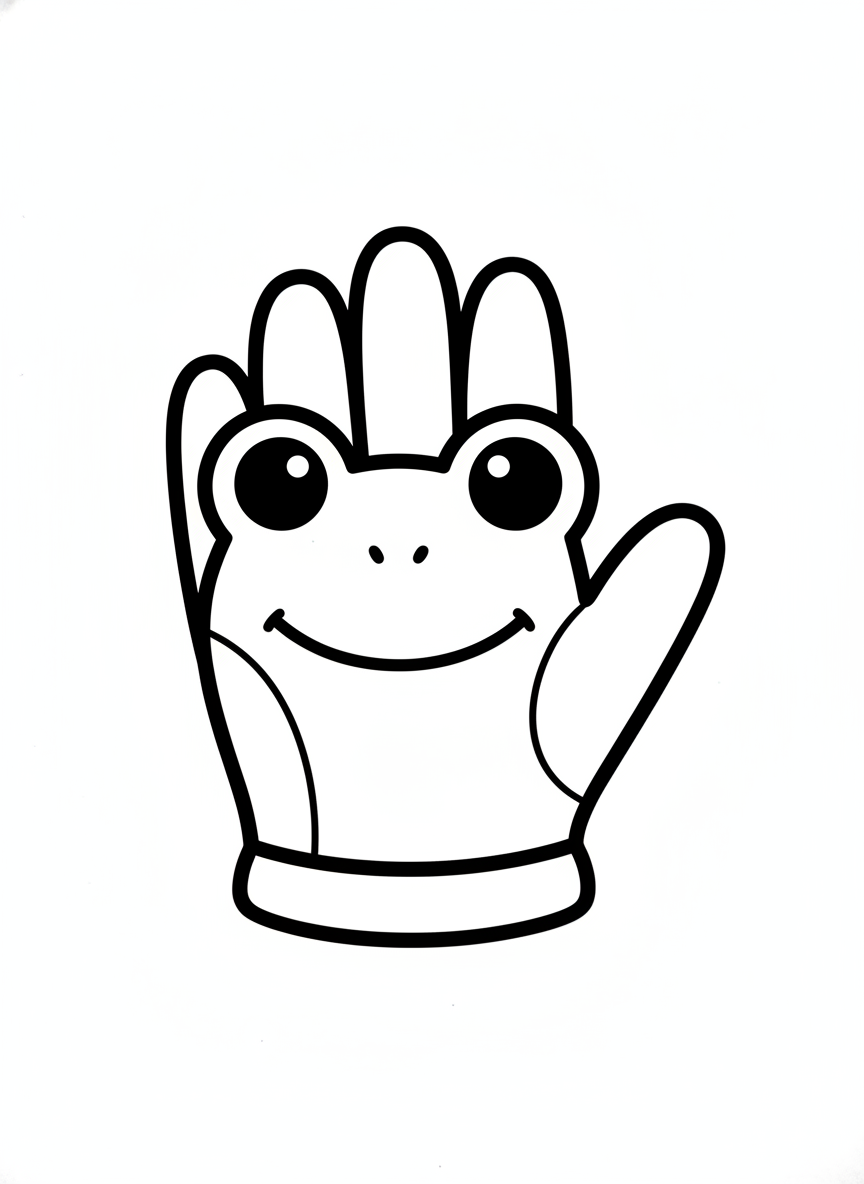 Cute Frog Gardening Glove Coloring Page for Kids