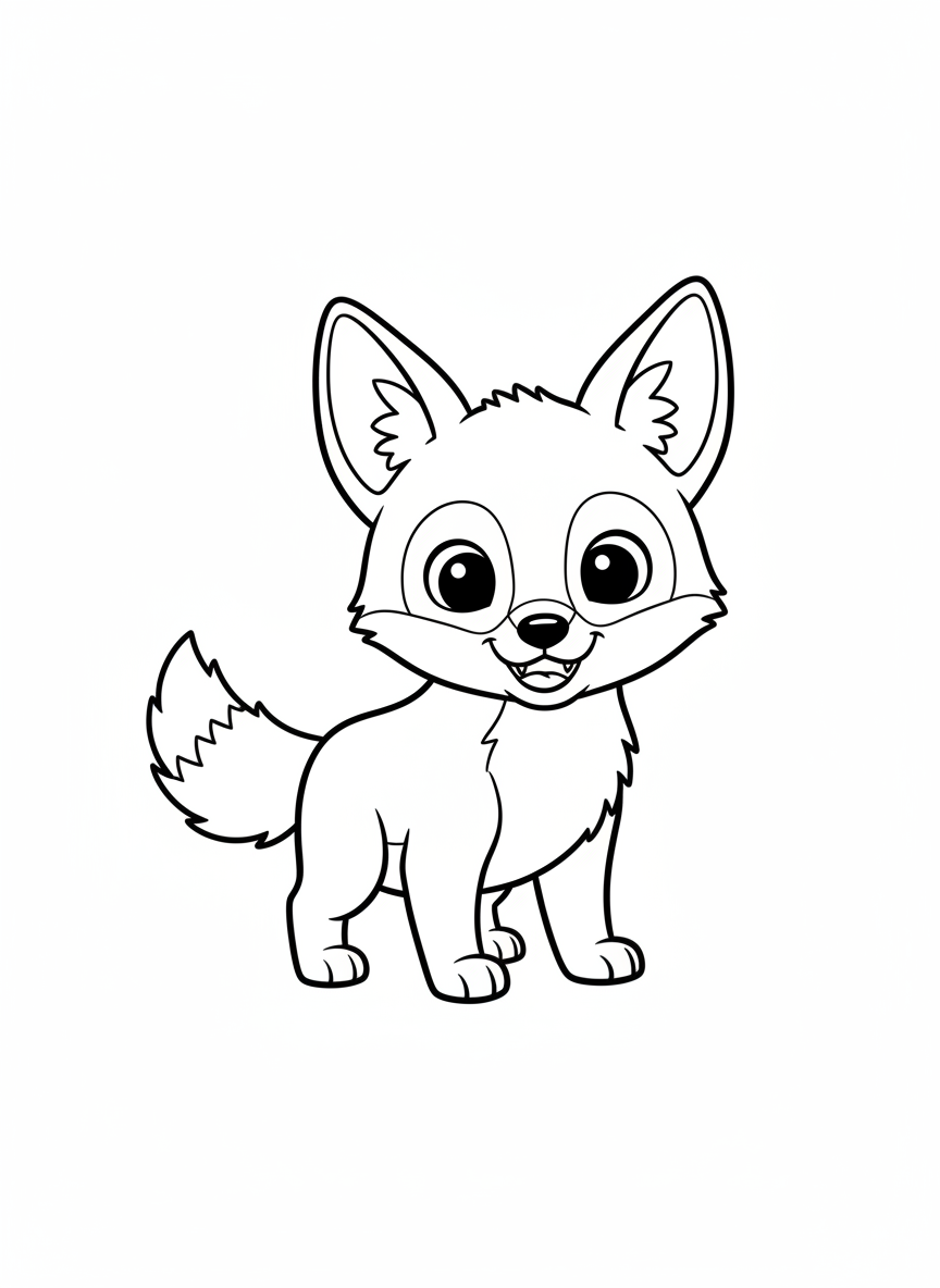 Cute Jackal Cub Coloring Page for Kids