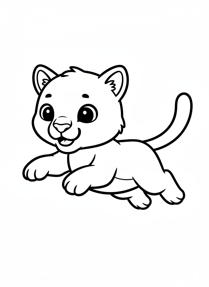 Cute Jumping Cougar Coloring Page
