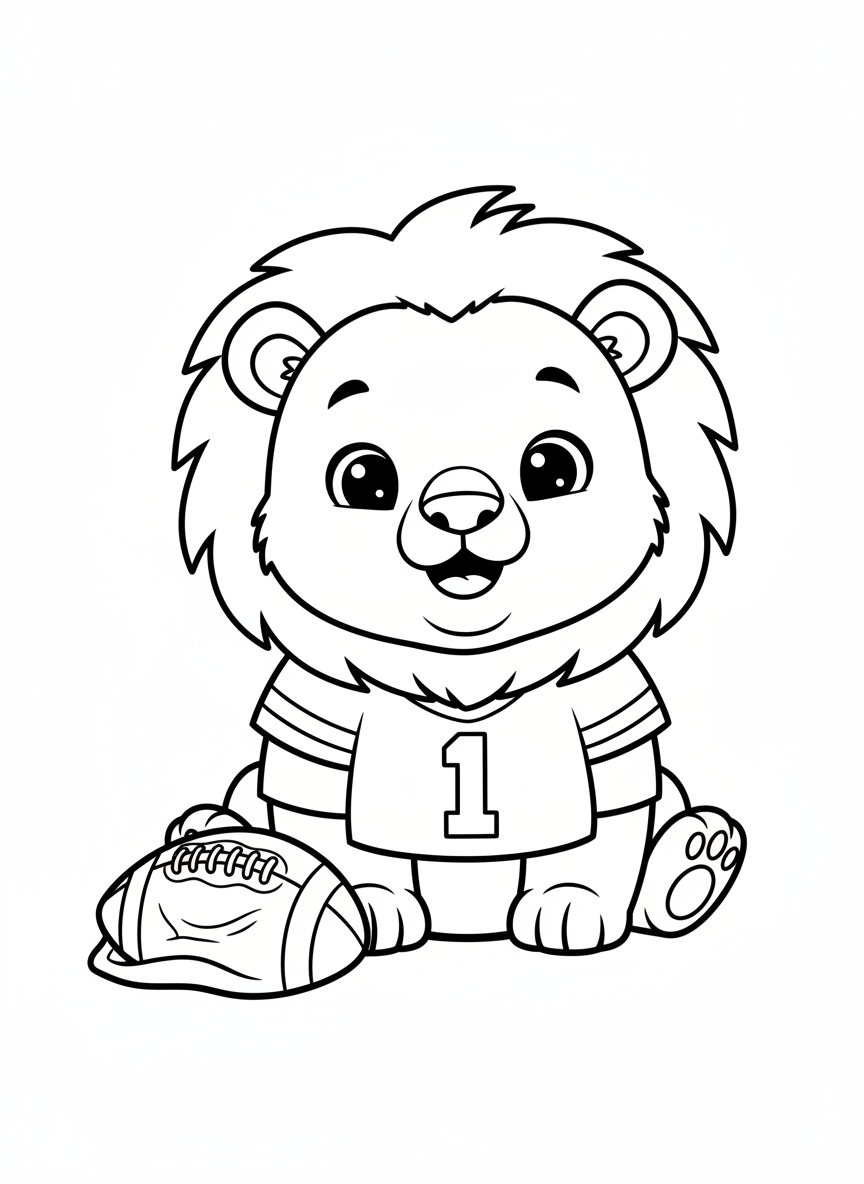 可愛小獅子足球著色頁