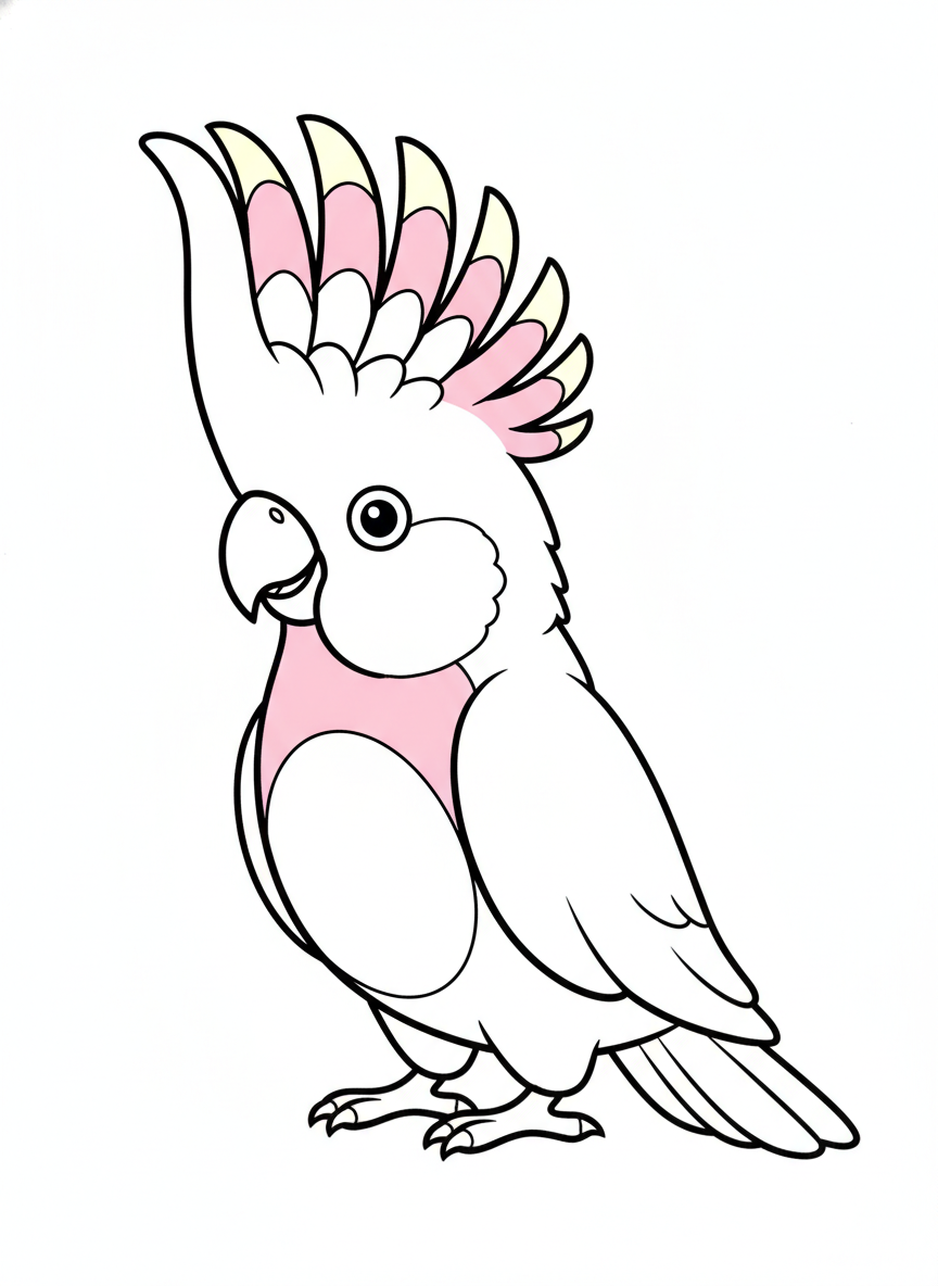 Cute Major Mitchell's Cockatoo Coloring Page for Kids