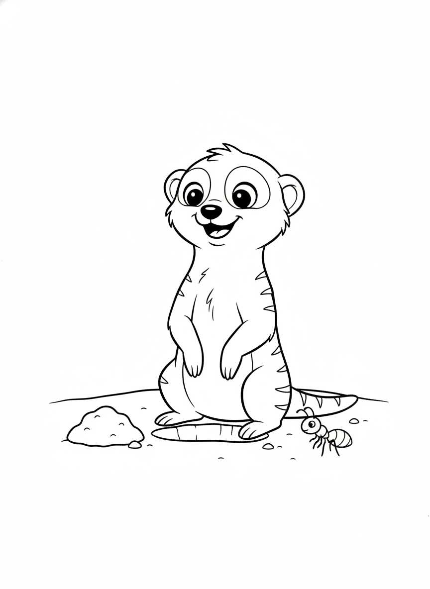 Cute Meerkat Digging: A Fun Coloring Adventure for Kids