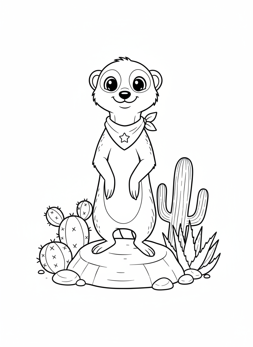 Cute Meerkat Scout Coloring Page
