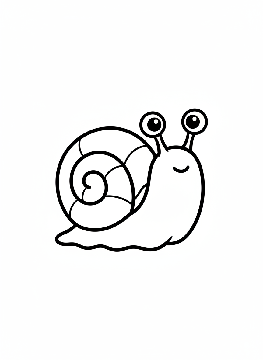 Cute Mini Sea Snail Coloring Page for Kids