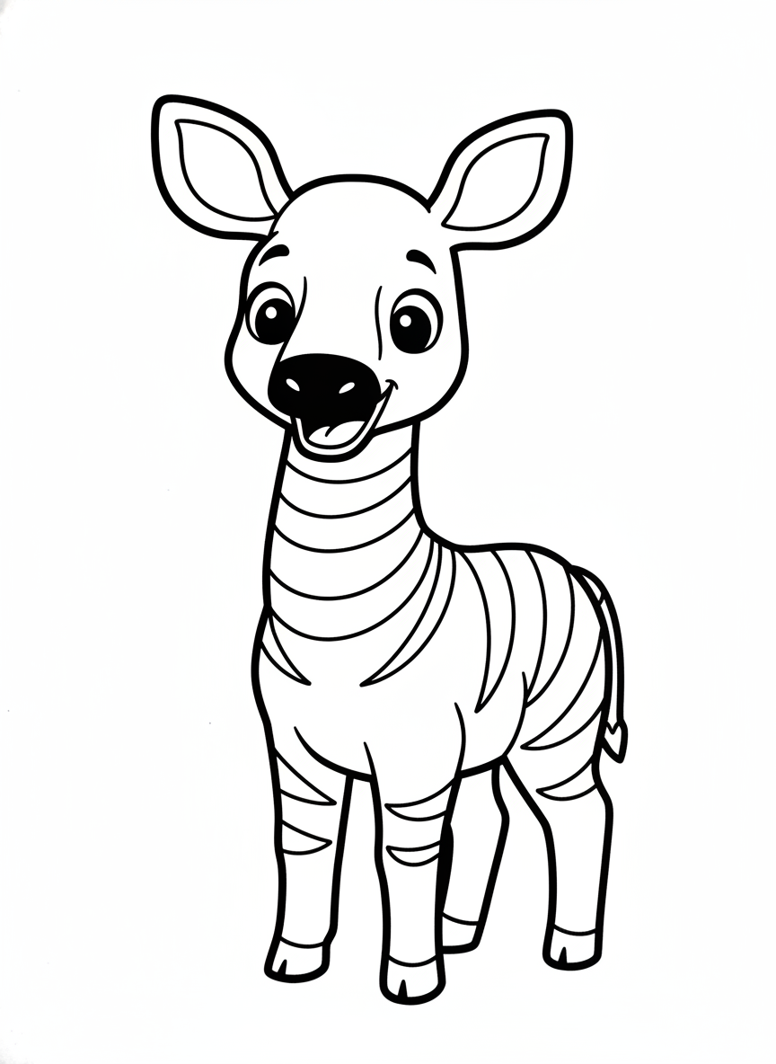 Cute Okapi Coloring Page for Kids: Simple, Friendly, and Fun